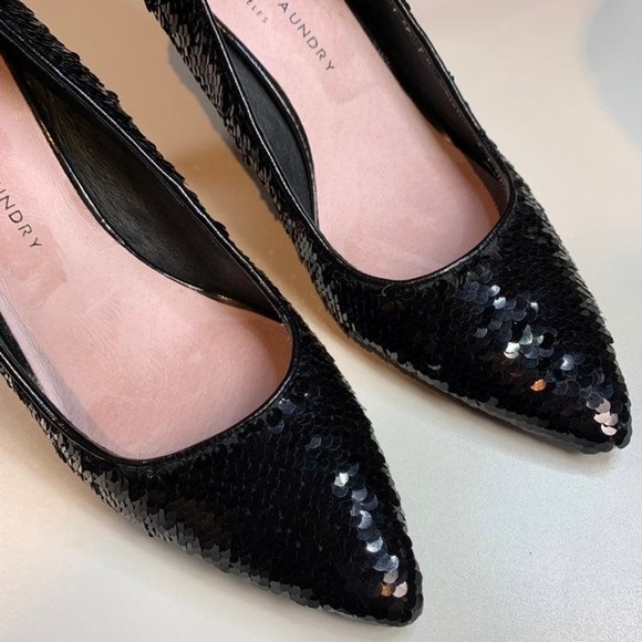 Chinese Laundry Ruthy Black Sequin Pointed Toe High Heel Pumps Women's 10 - Picture 9 of 12